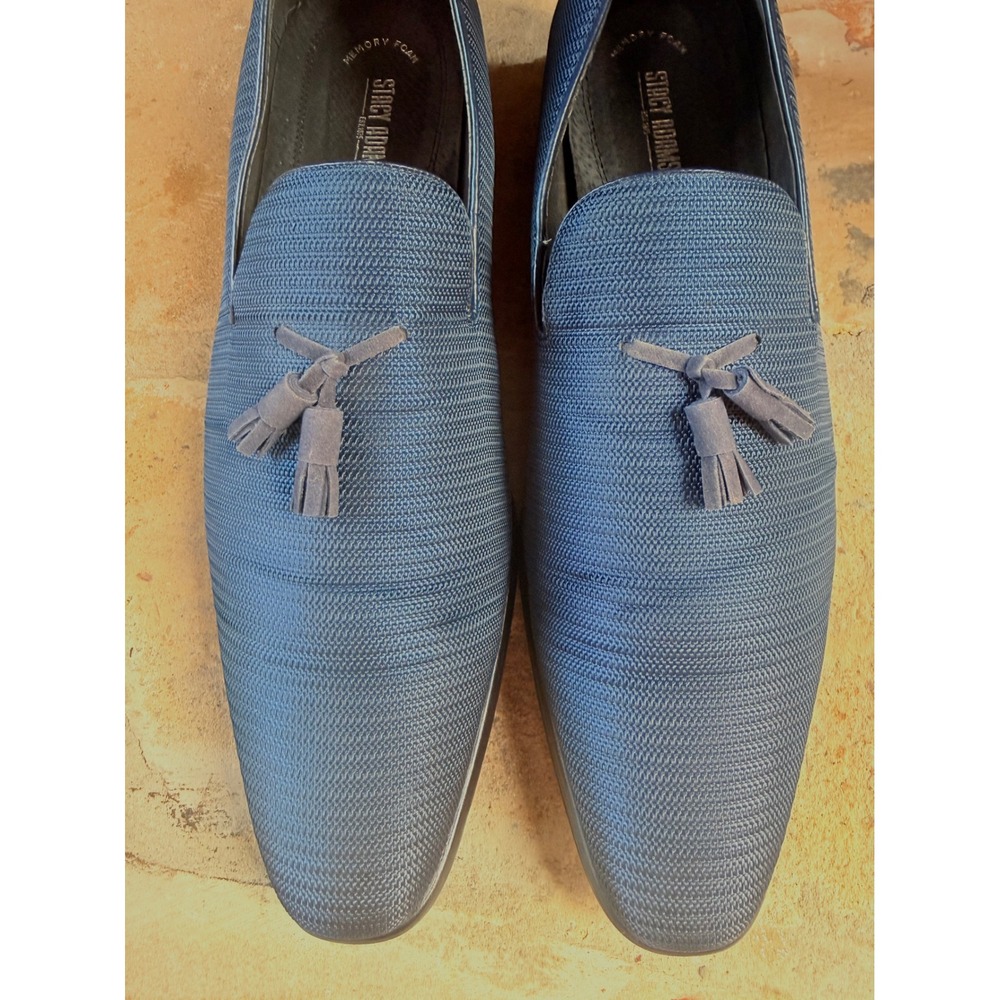 Stacy Adams Tazewell Plain Toe Tassel Loafers Blue Textile Men's 15M